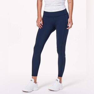 Lululemon Navy Fast and Free High Rise Leggings Size 4